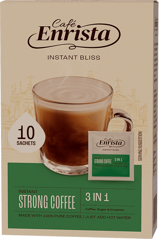 Cafe enrista 3 in 1 instant coffee sachets strong 10s 1 533x800